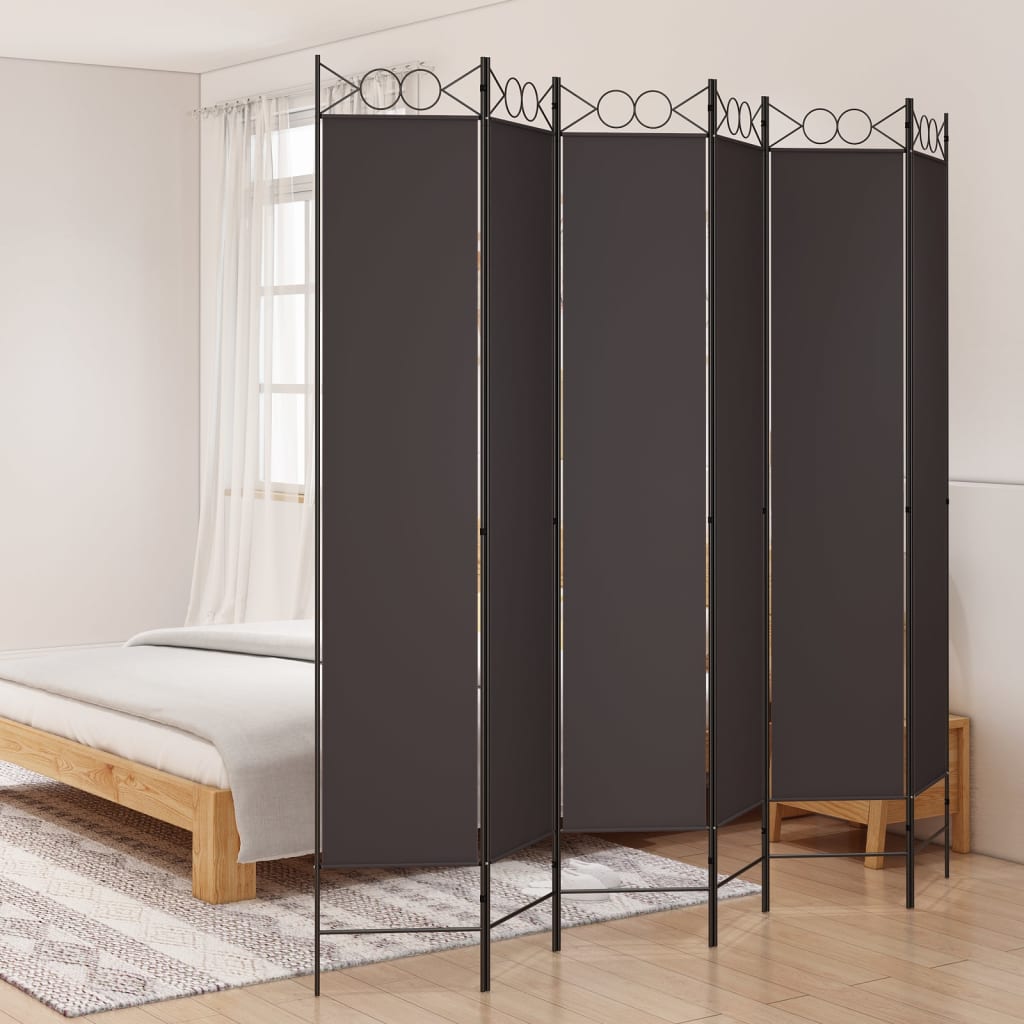 Kamerscherm met 6 panelen 300x220 cm stof bruin