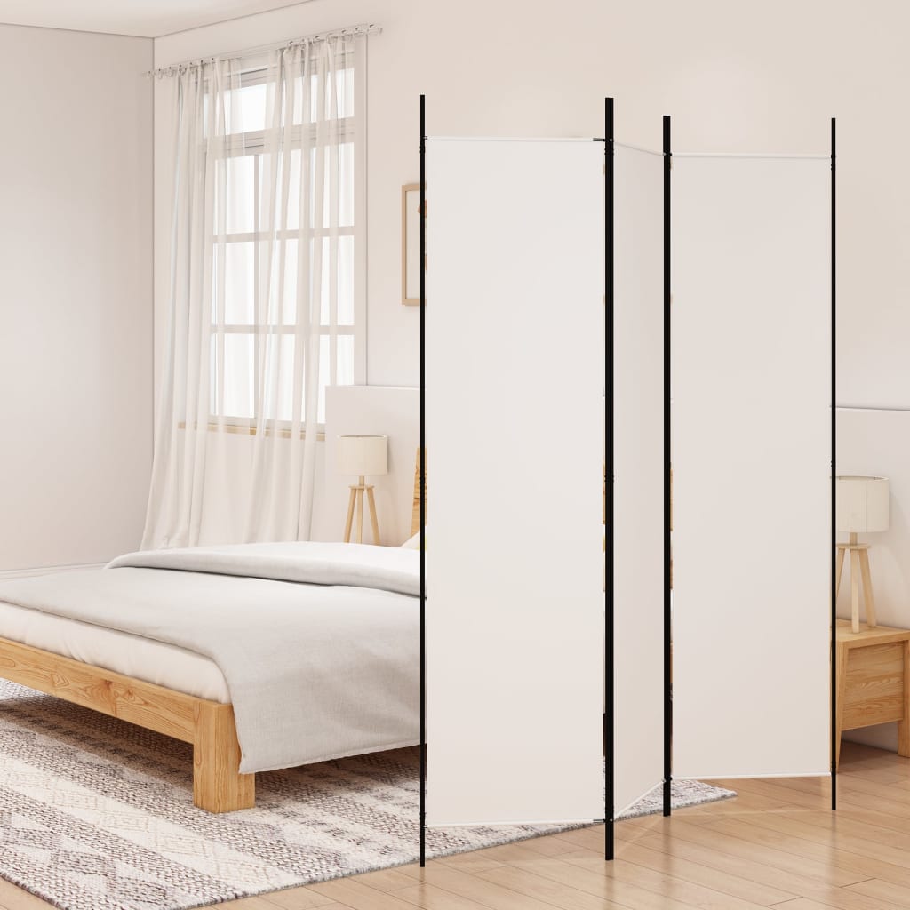 Kamerscherm met 3 panelen 150x200 cm stof wit