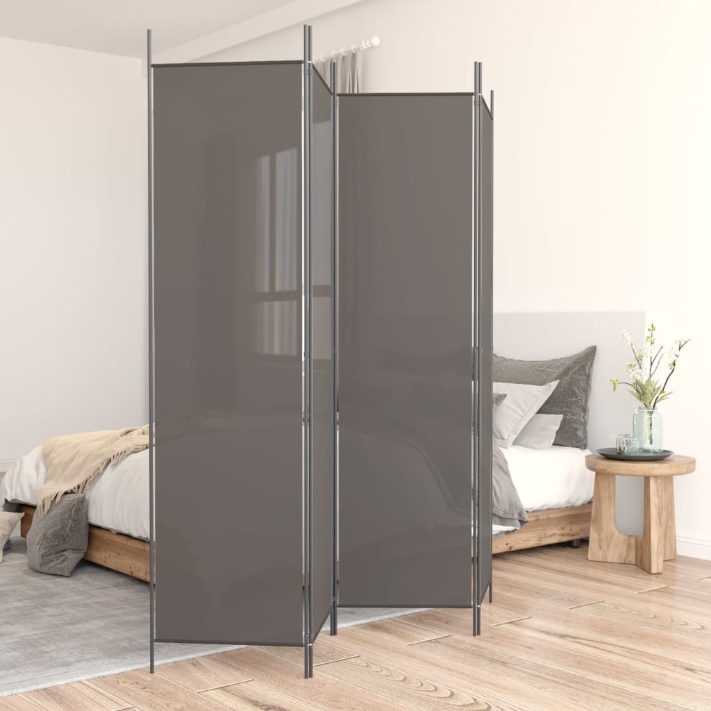 Kamerscherm met 4 panelen 200x200 cm stof antracietkleurig