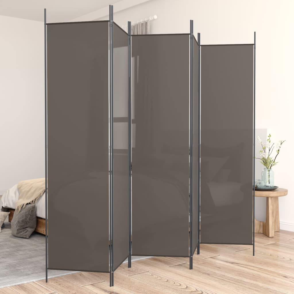 Kamerscherm met 5 panelen 250x200 cm stof antracietkleurig