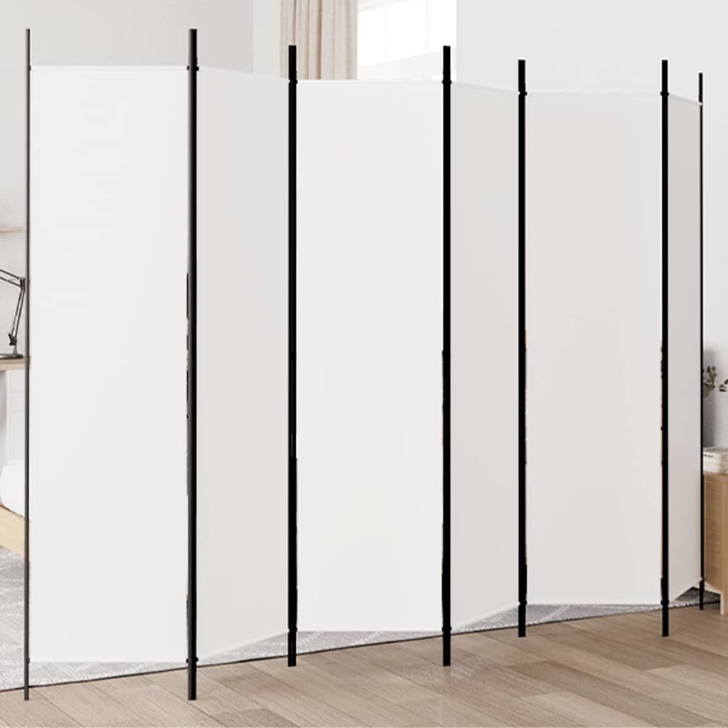 Kamerscherm met 6 panelen 300x200 cm stof wit