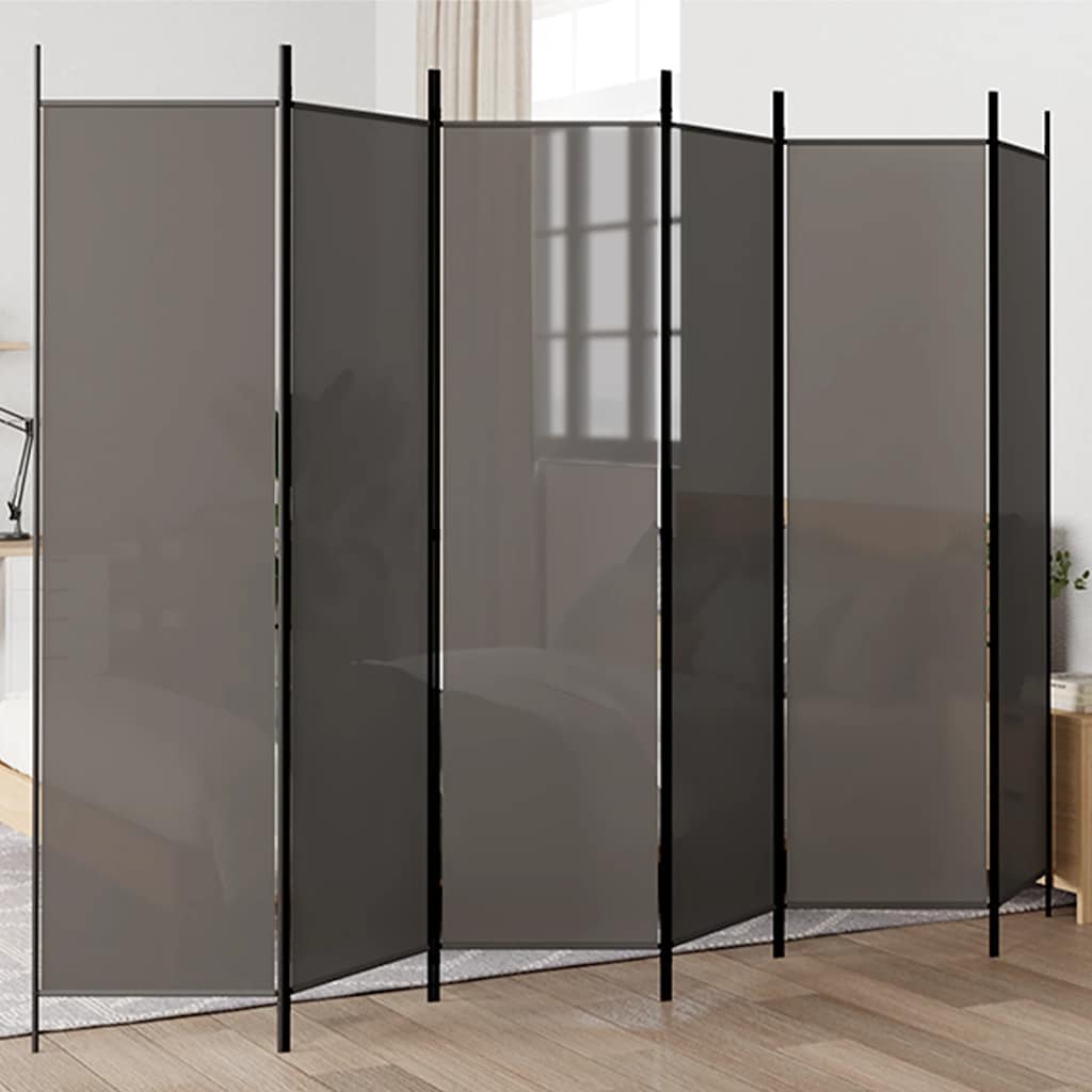 Kamerscherm met 6 panelen 300x200 cm stof antracietkleurig