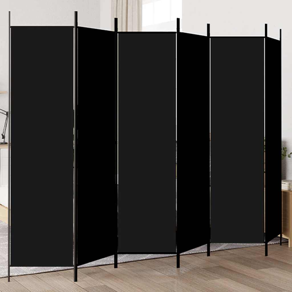 Kamerscherm met 6 panelen 300x200 cm stof zwart