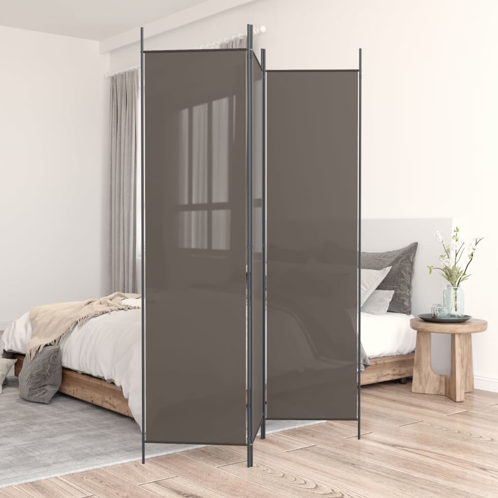 Kamerscherm met 3 panelen 150x220 cm stof antracietkleurig