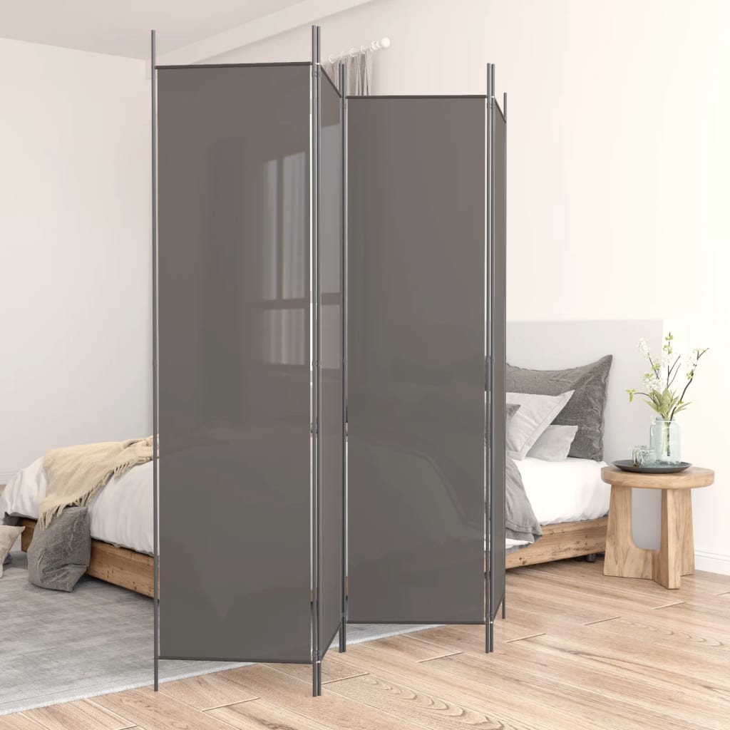 Kamerscherm met 4 panelen 200x220 cm stof antracietkleurig