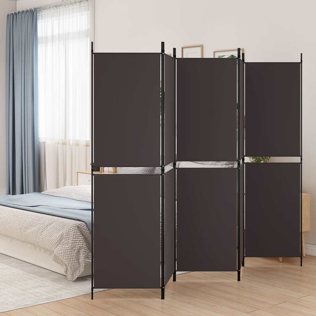 Kamerscherm met 5 panelen 250x180 cm stof bruin – afbeelding 1