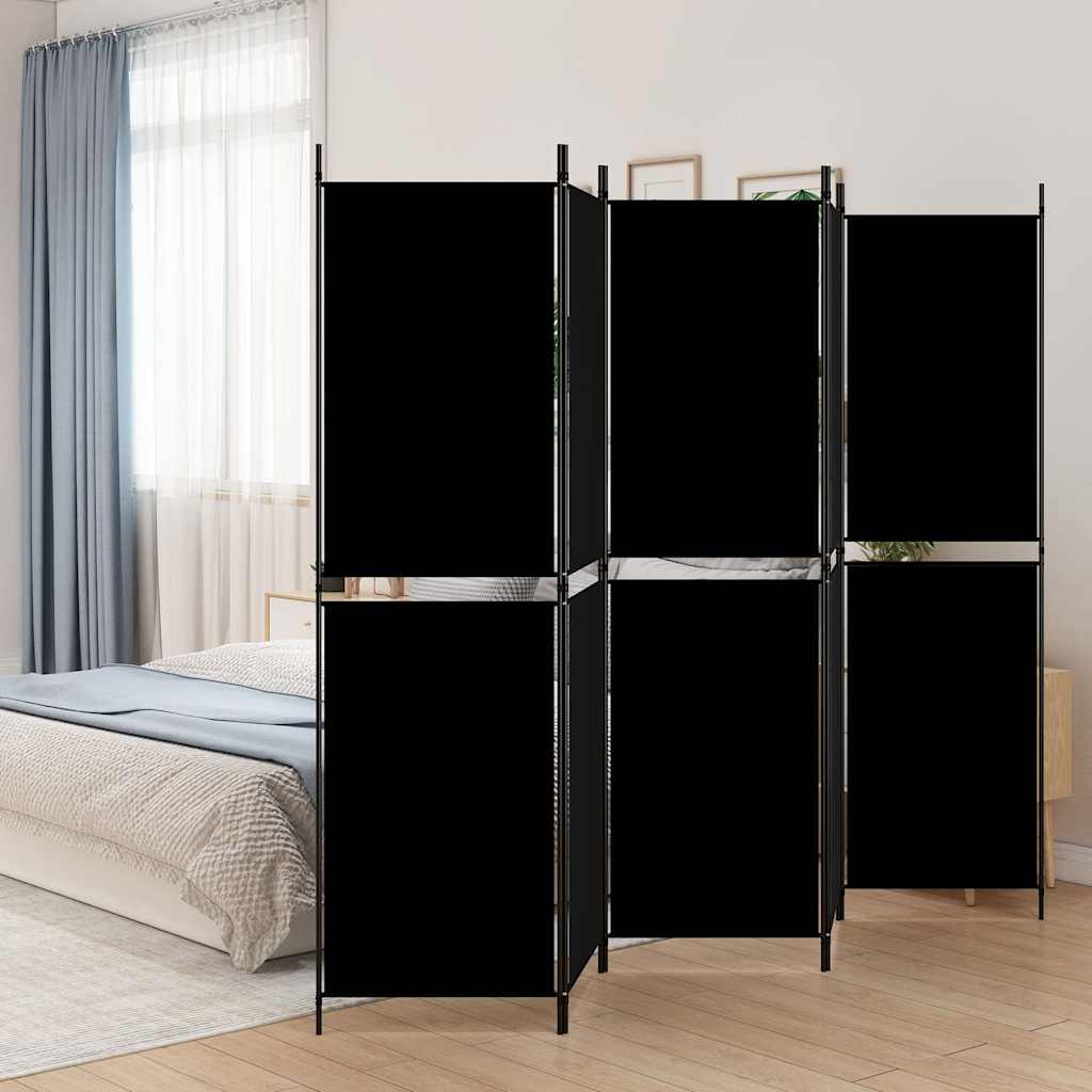 Kamerscherm met 5 panelen 250x180 cm stof zwart