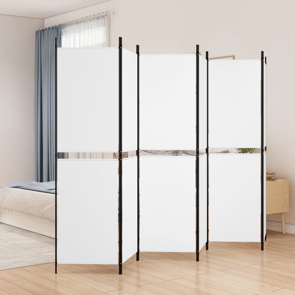 Kamerscherm met 6 panelen 300x180 cm stof wit