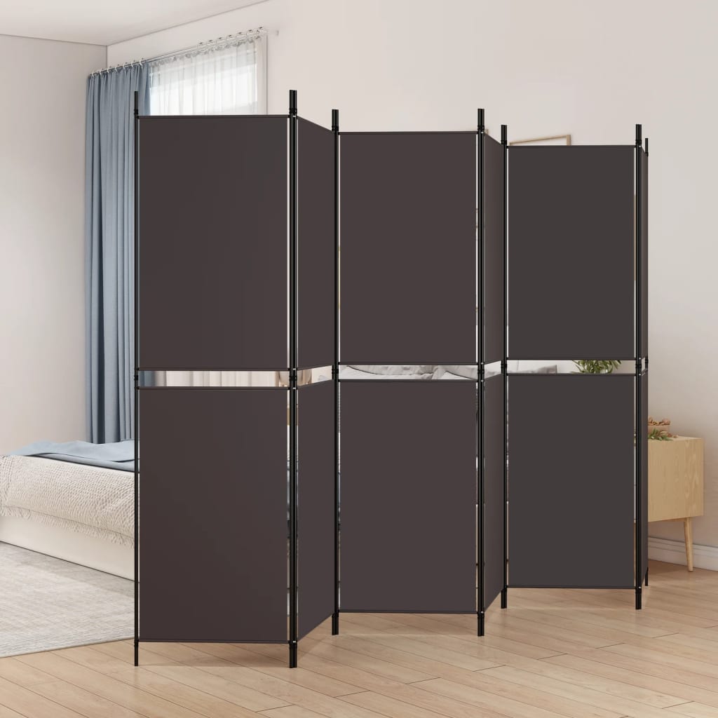Kamerscherm met 6 panelen 300x180 cm stof bruin – afbeelding 1
