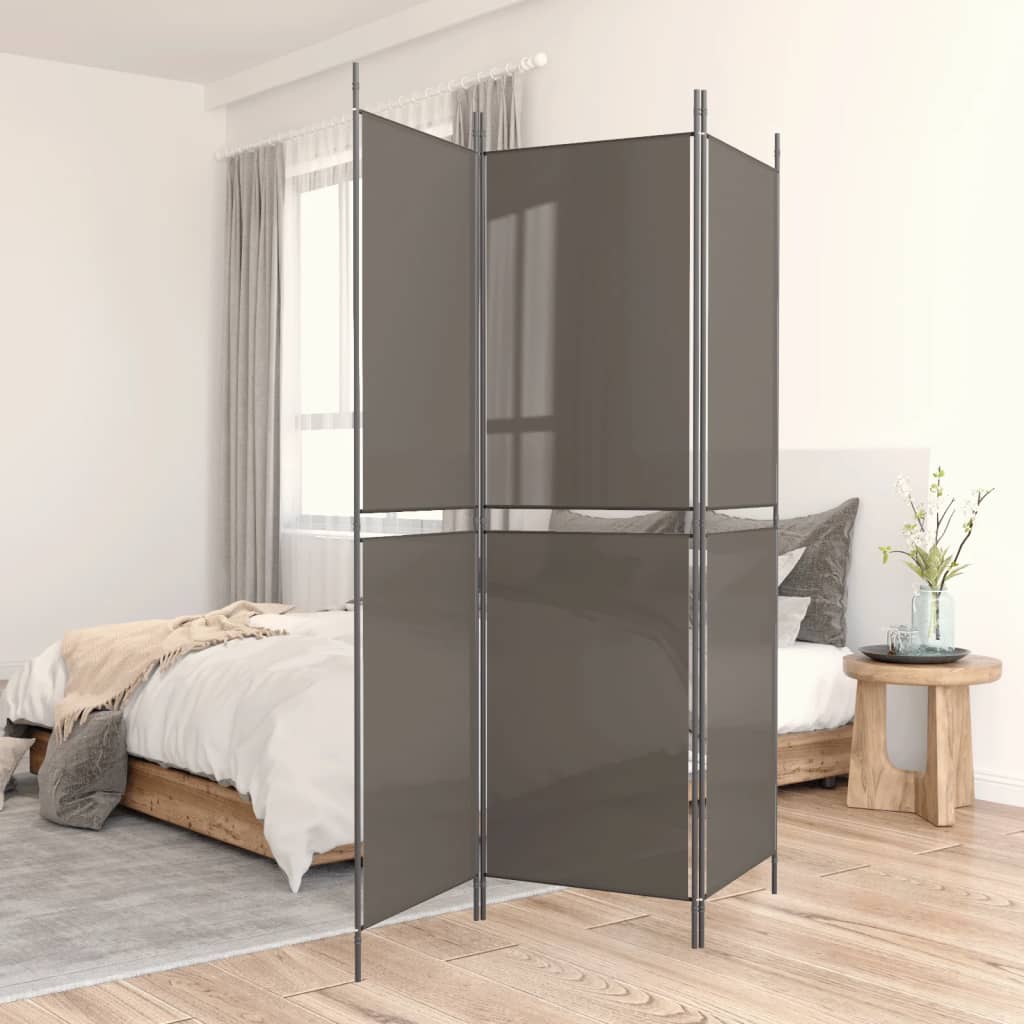Kamerscherm met 3 panelen 150x200 cm stof antracietkleurig