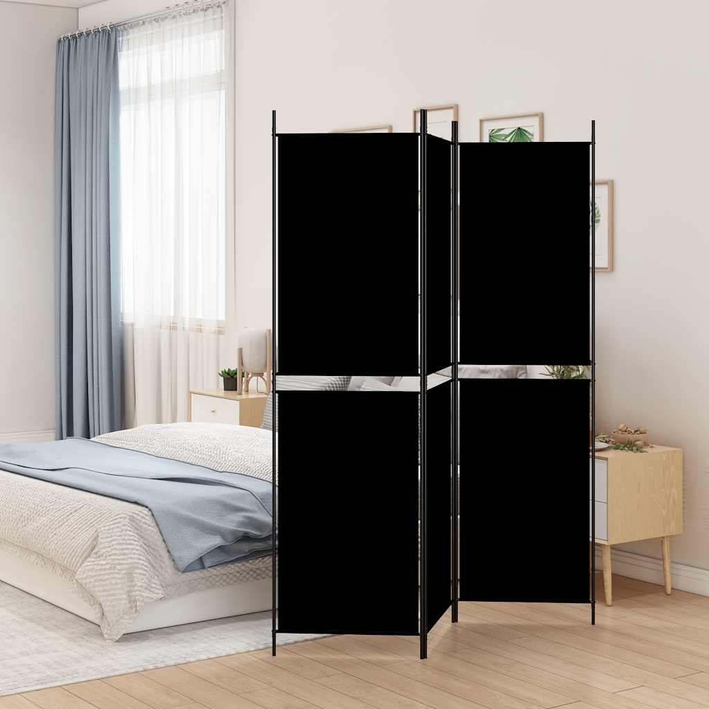 Kamerscherm met 3 panelen 150x200 cm stof zwart