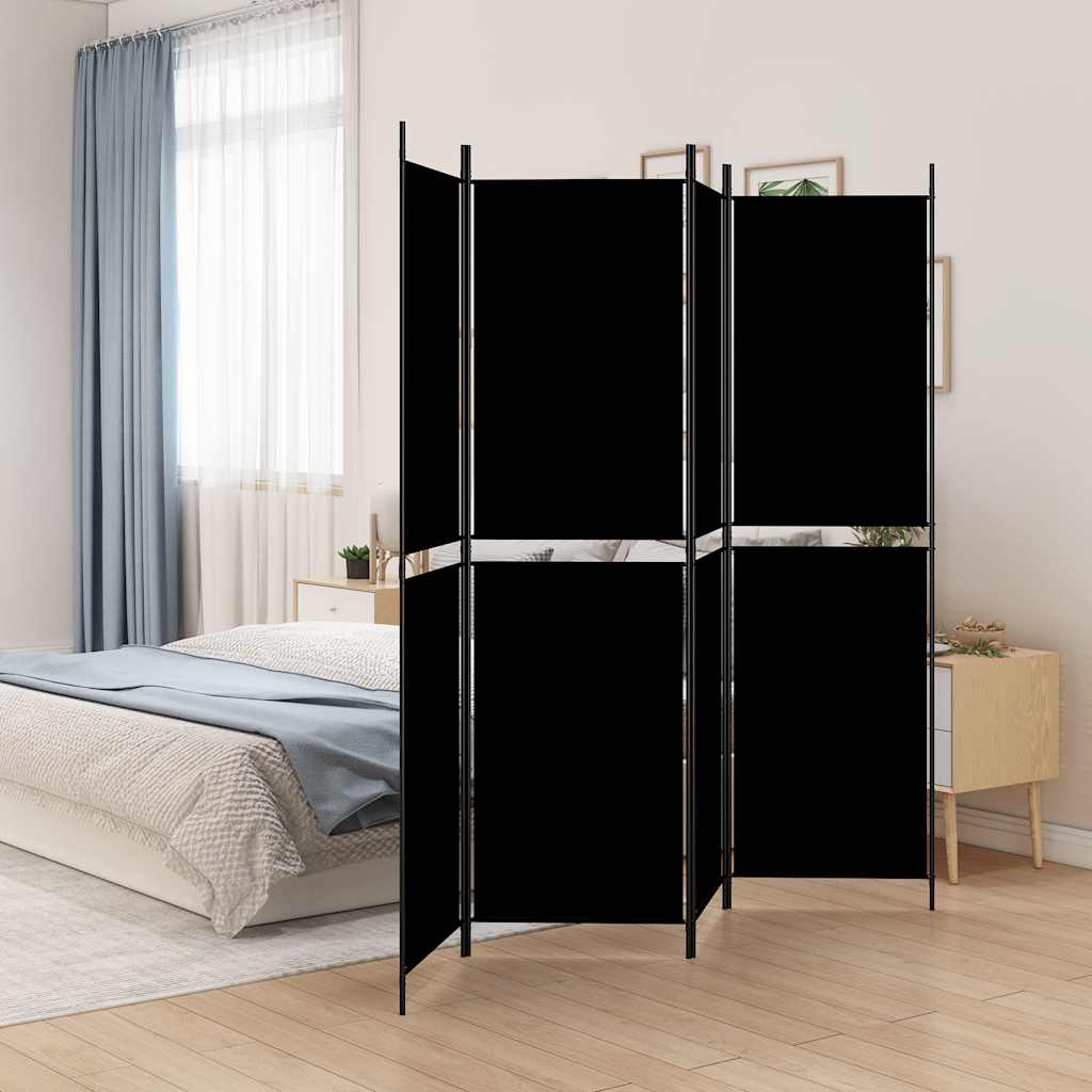 Kamerscherm met 4 panelen 200x200 cm stof zwart