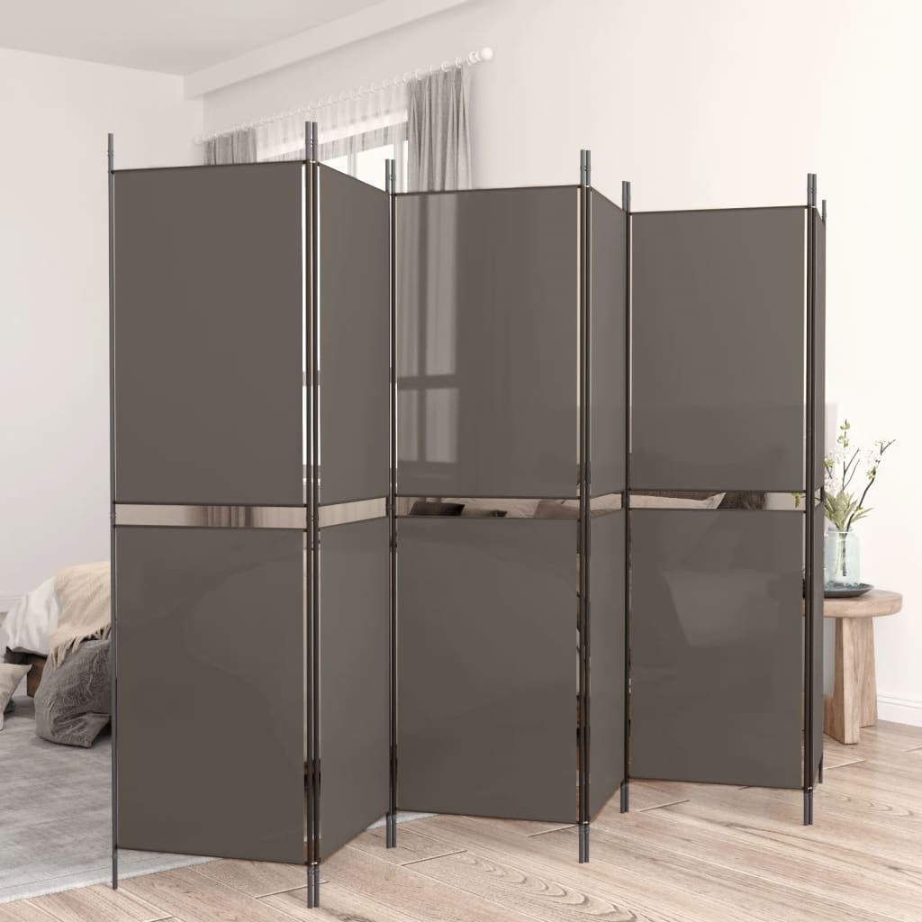 Kamerscherm met 6 panelen 300x200 cm stof antracietkleurig