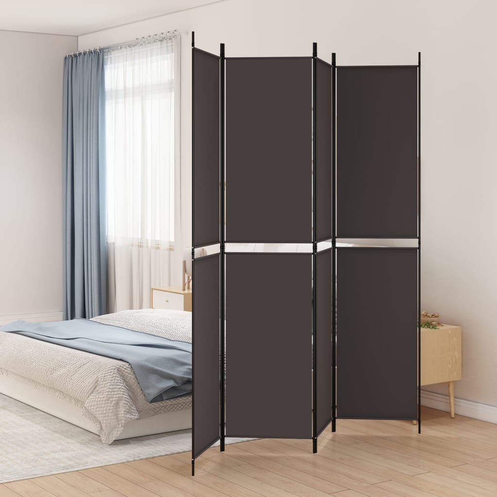 Kamerscherm met 4 panelen 200x220 cm stof bruin – afbeelding 1