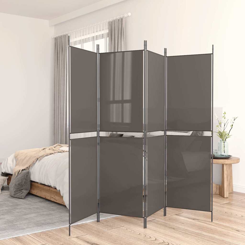 Kamerscherm met 4 panelen 200x220 cm stof antracietkleurig