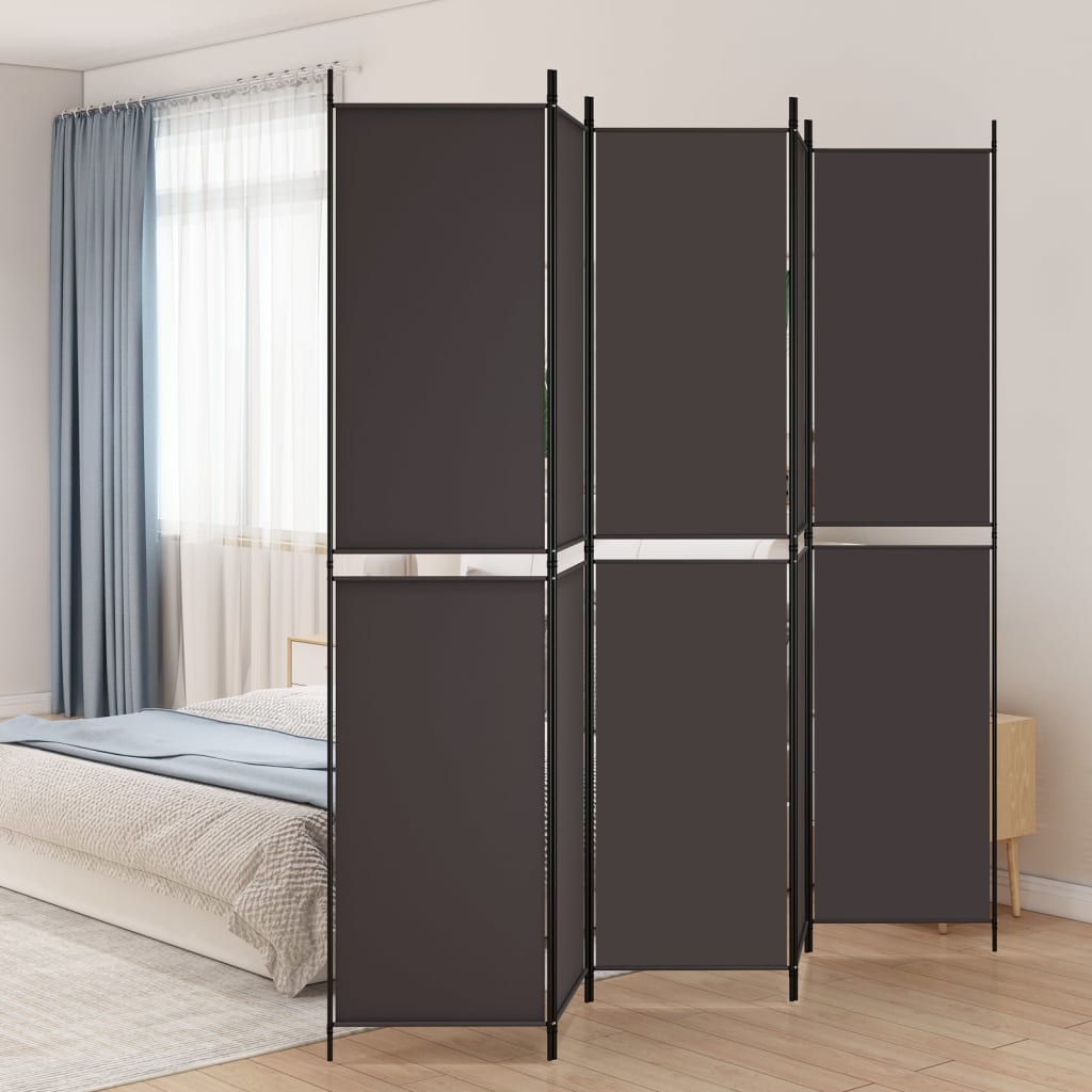 Kamerscherm met 5 panelen 250x220 cm stof bruin – afbeelding 1