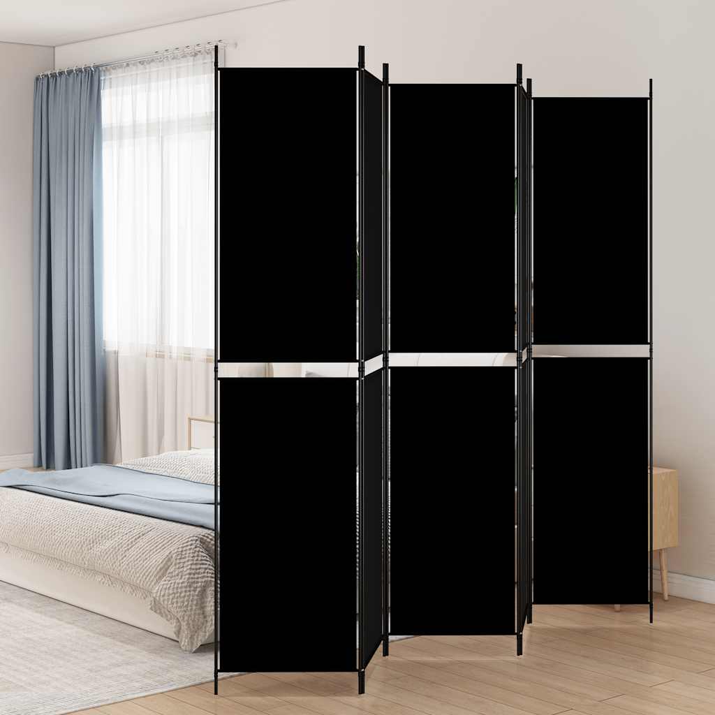 Kamerscherm met 5 panelen 250x220 cm stof zwart