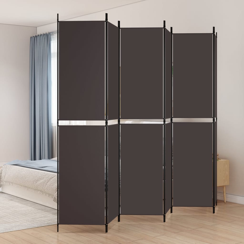 Kamerscherm met 6 panelen 300x220 cm stof bruin – afbeelding 1