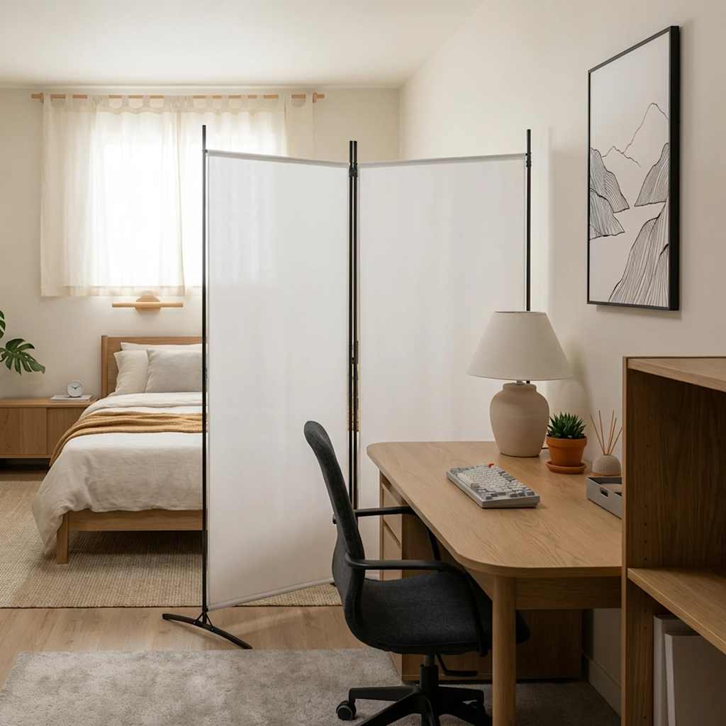 Kamerscherm met 2 panelen 175x180 cm stof wit