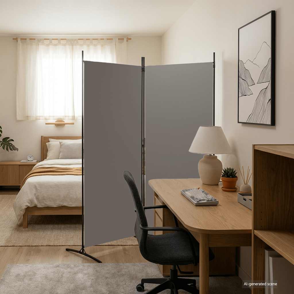 Kamerscherm met 2 panelen 175x180 cm stof antracietkleurig