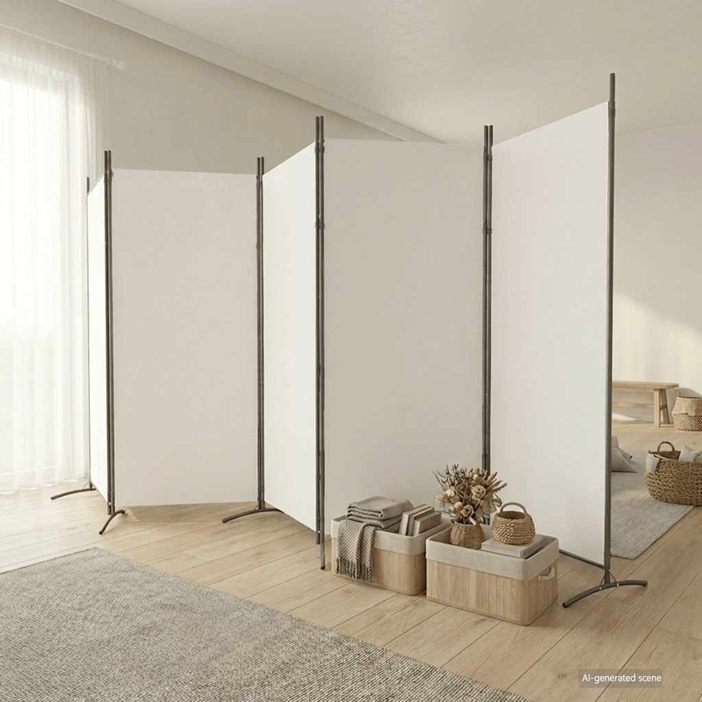 Kamerscherm met 5 panelen 433x180 cm stof wit