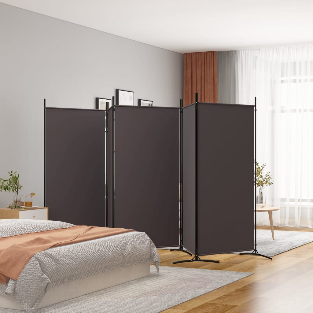 Kamerscherm met 5 panelen 433x180 cm stof bruin – afbeelding 1