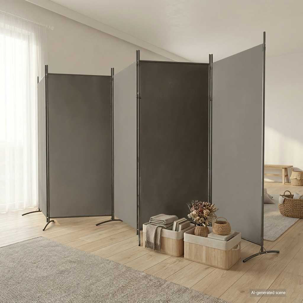 Kamerscherm met 5 panelen 433x180 cm stof antracietkleurig