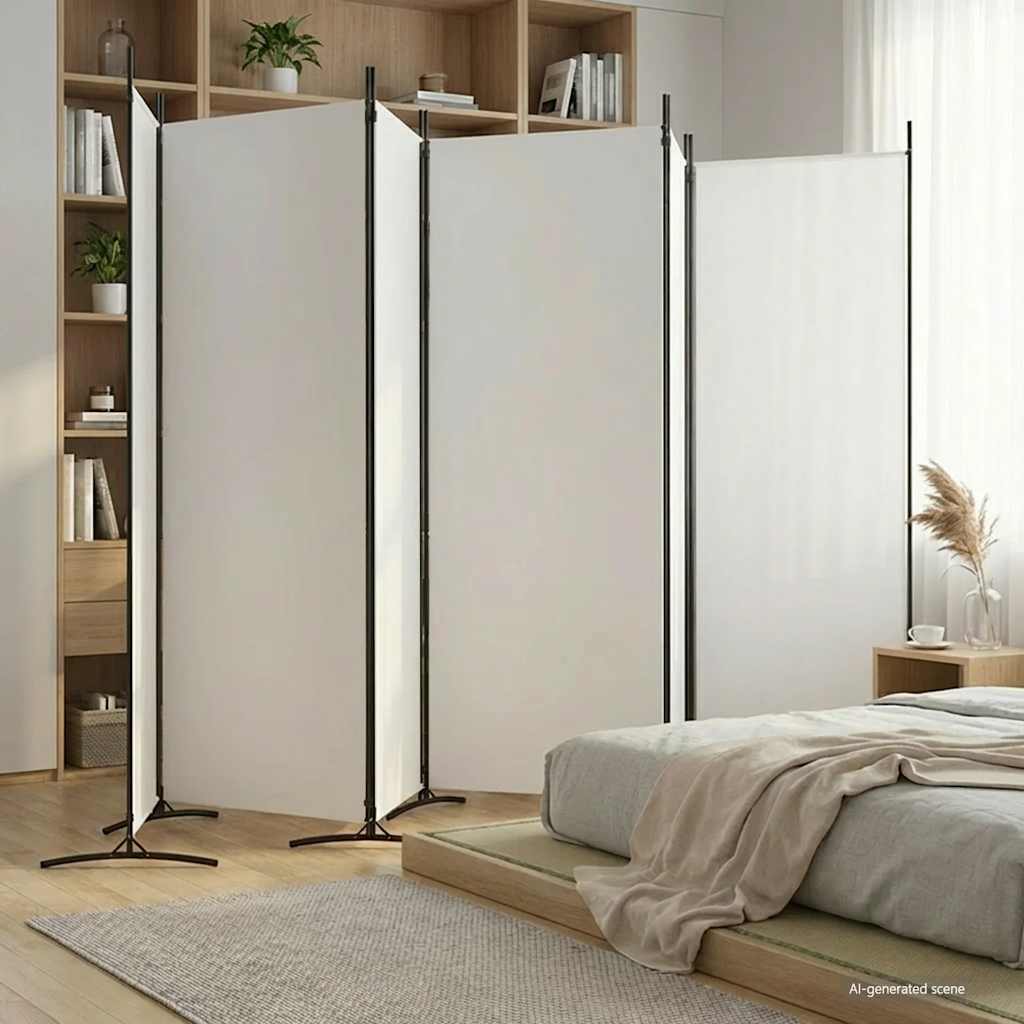 Kamerscherm met 6 panelen 520x180 cm stof wit