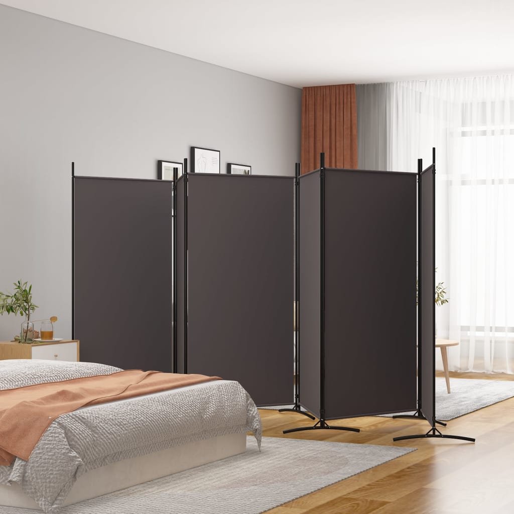 Kamerscherm met 6 panelen 520x180 cm stof bruin
