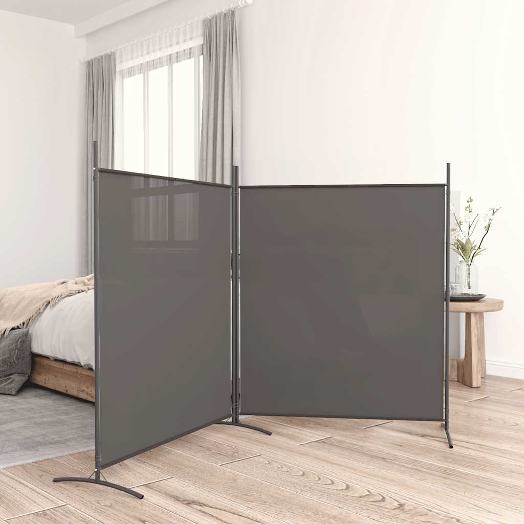 Kamerscherm met 2 panelen 346x180 cm stof antracietkleurig – afbeelding 1