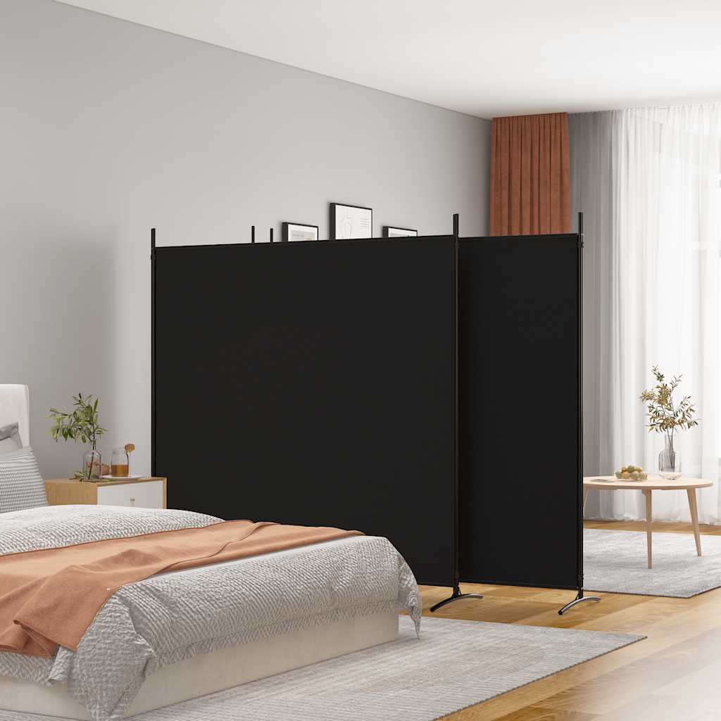 Kamerscherm met 4 panelen 698x180 cm stof zwart