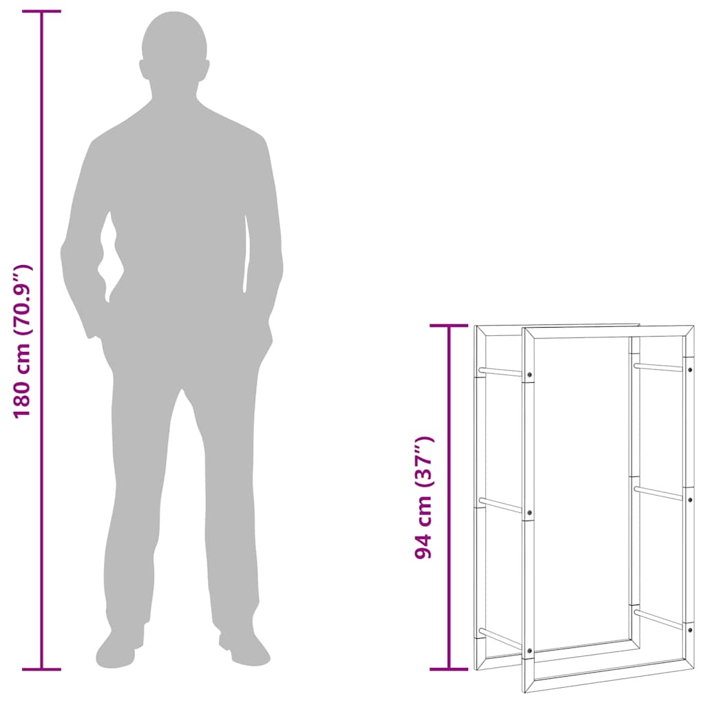 Haardhoutrek 50x28x94 cm staal matzwart – afbeelding 11