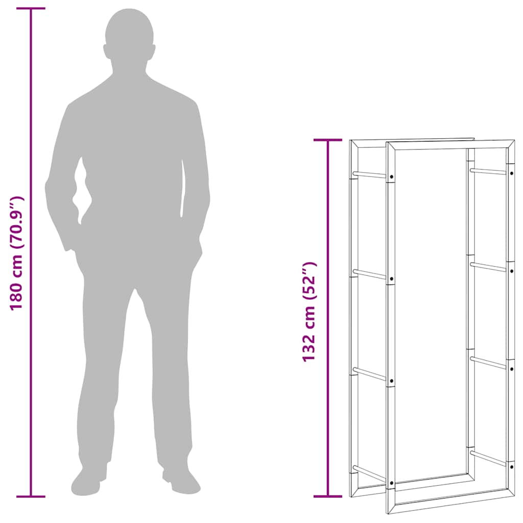 Haardhoutrek 50x28x132 cm staal matzwart – afbeelding 11