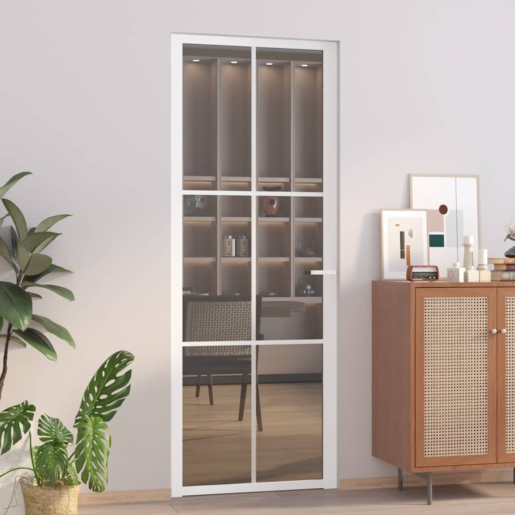 Binnendeur 76x201,5 cm ESG-glas en aluminium wit – afbeelding 1