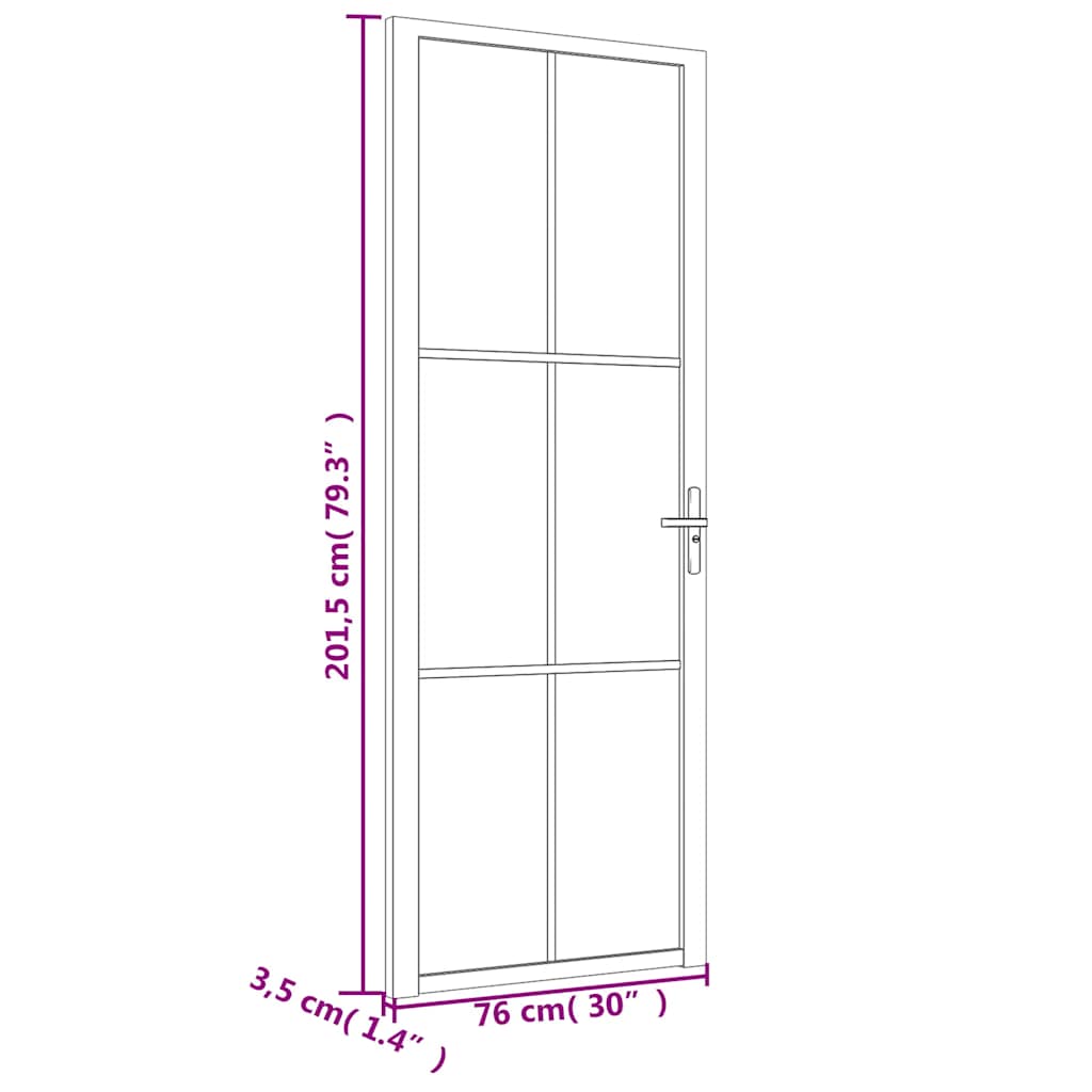 Binnendeur 76x201,5 cm ESG-glas en aluminium wit – afbeelding 7