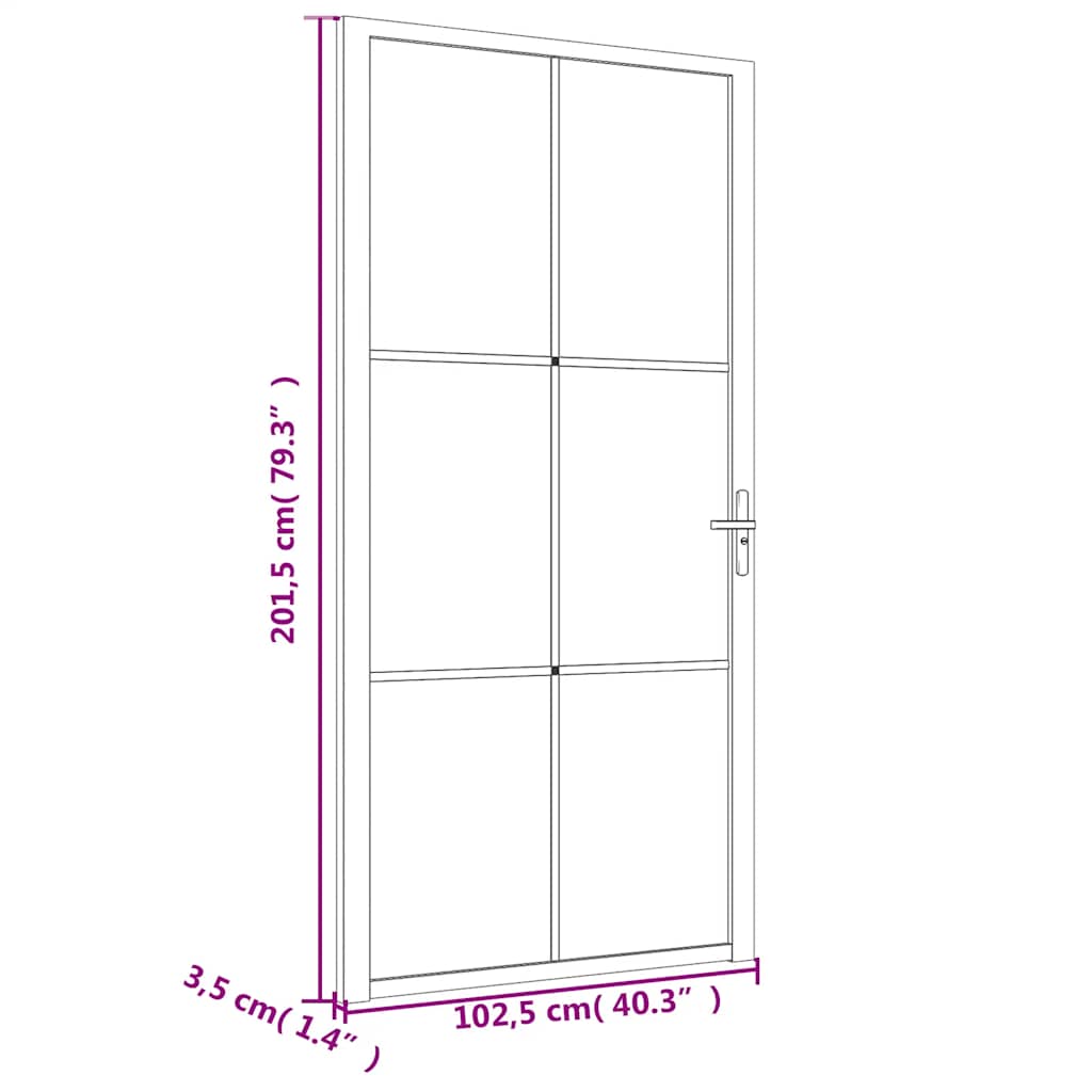 Binnendeur 102,5x201,5 cm ESG-glas en aluminium wit – afbeelding 7