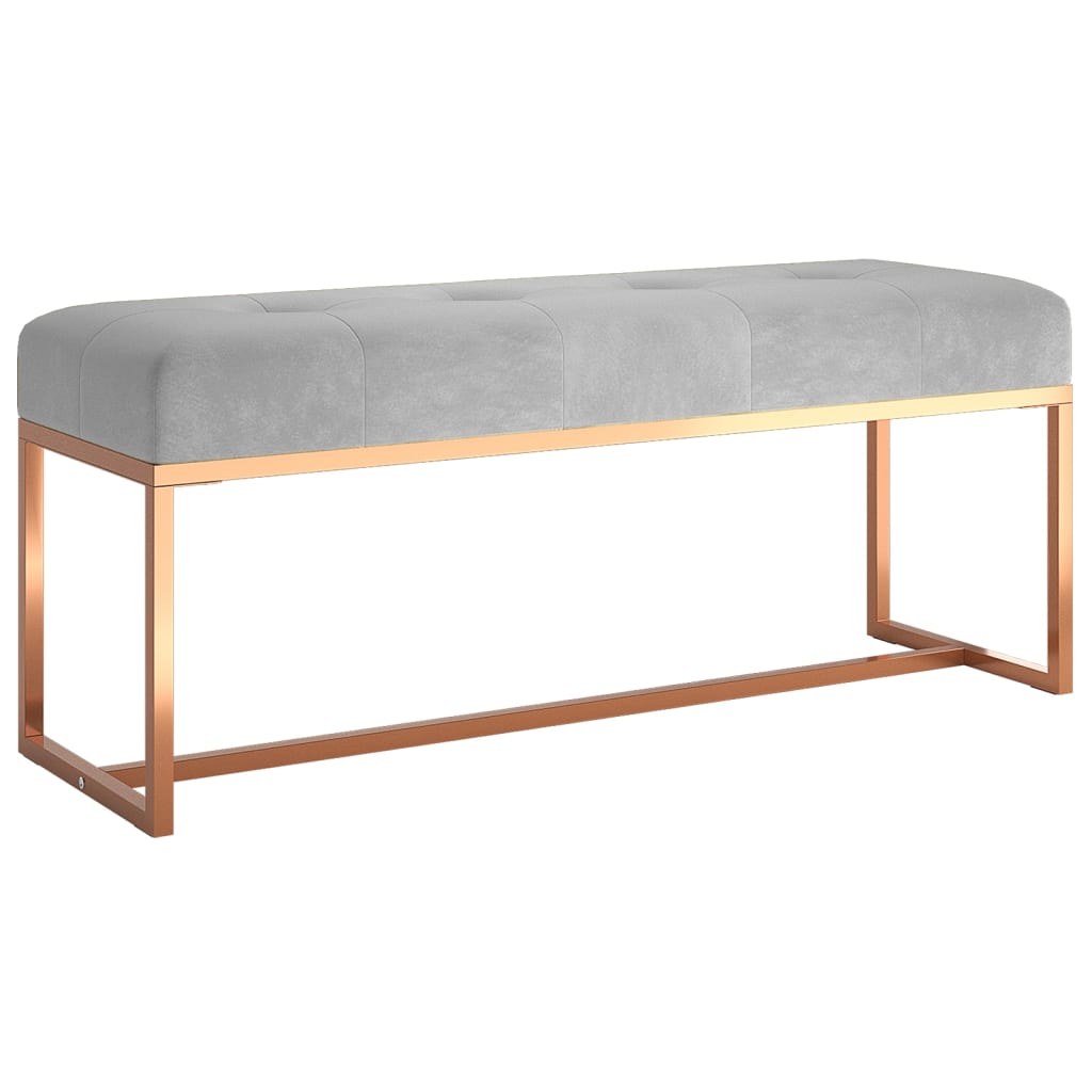 Bankje 110x36x45 cm fluweel grijs – afbeelding 2