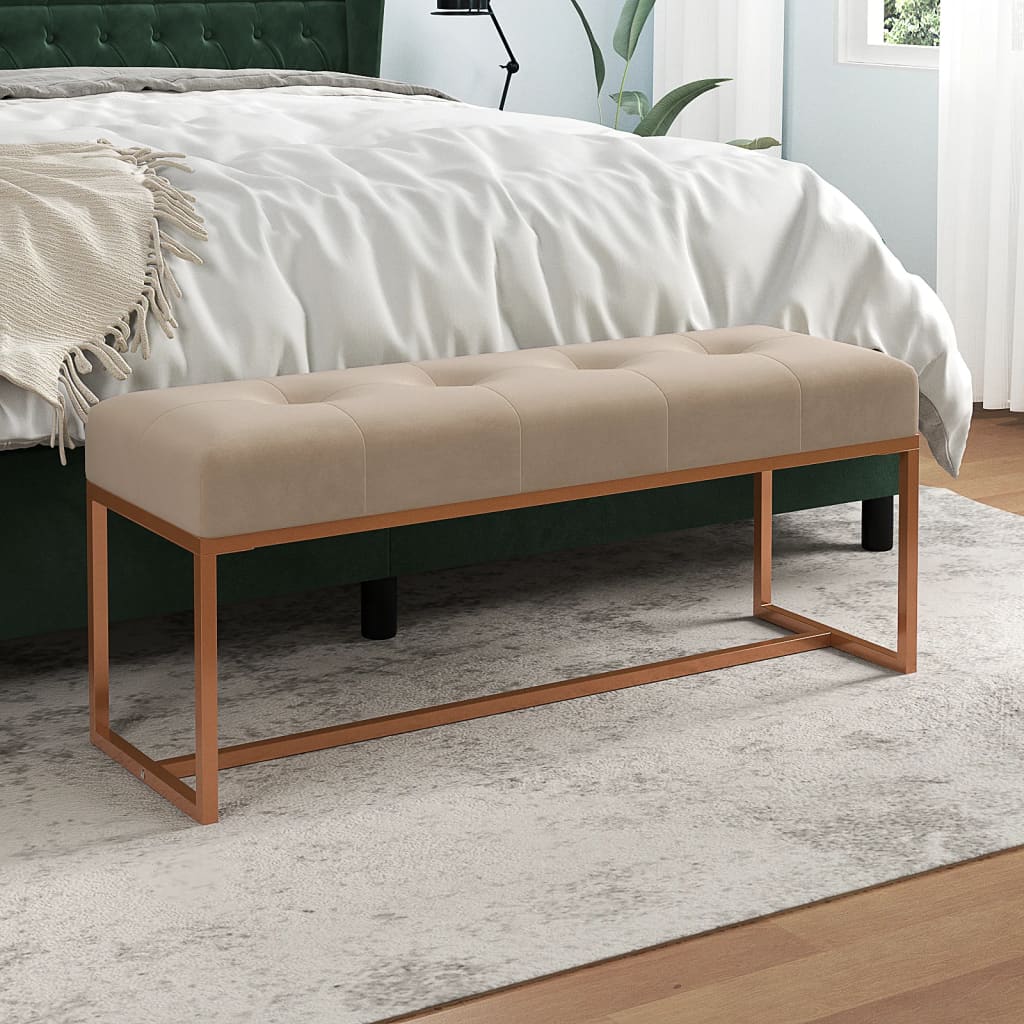 Bankje 110x36x45 cm fluweel beige
