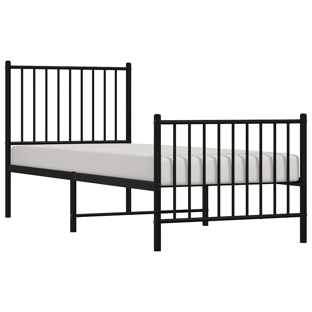 Bedframe met hoofd- en voeteneinde metaal zwart 75x190 cm – afbeelding 4