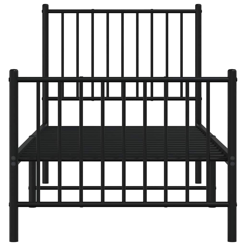 Bedframe met hoofd- en voeteneinde metaal zwart 75x190 cm – afbeelding 5