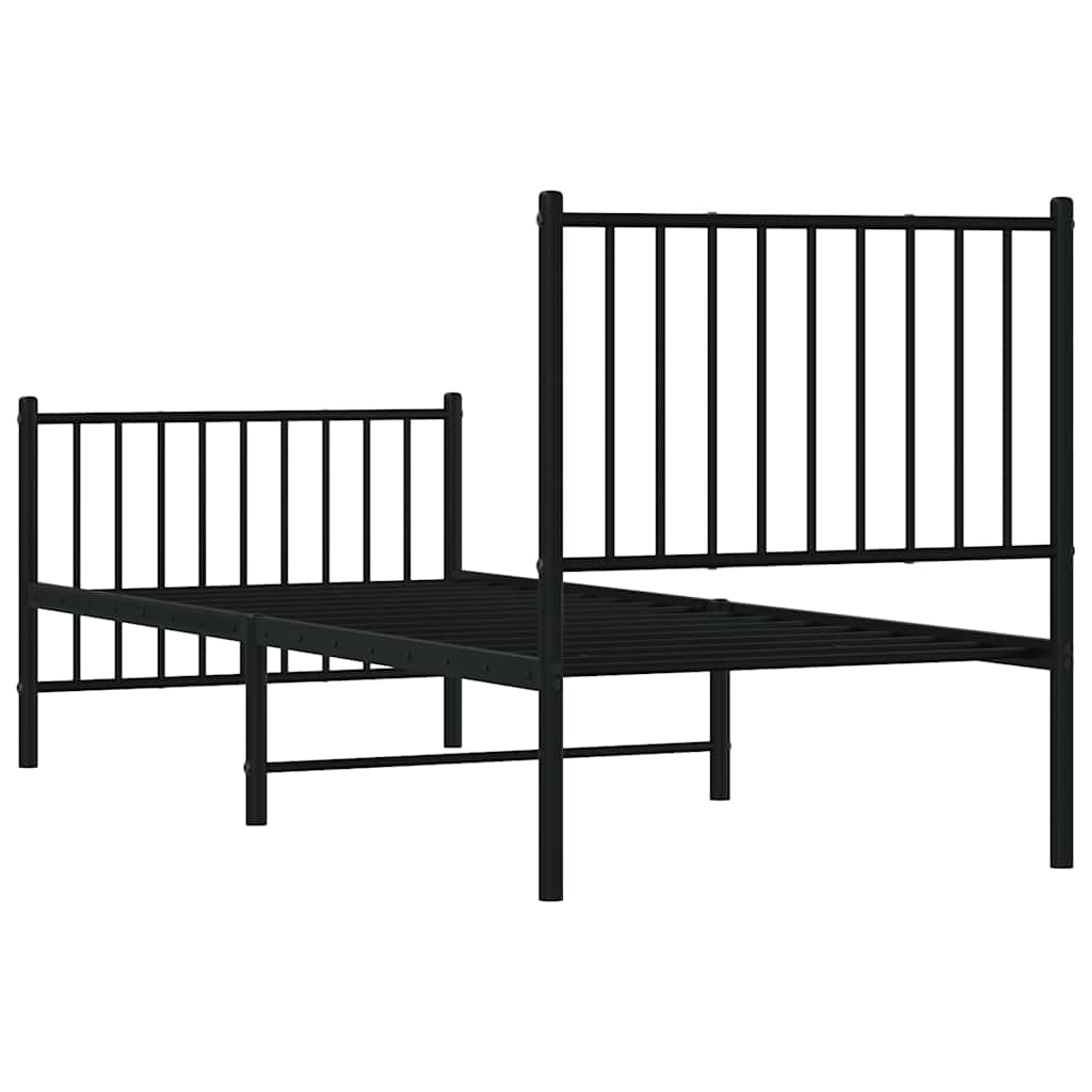 Bedframe met hoofd- en voeteneinde metaal zwart 75x190 cm – afbeelding 7