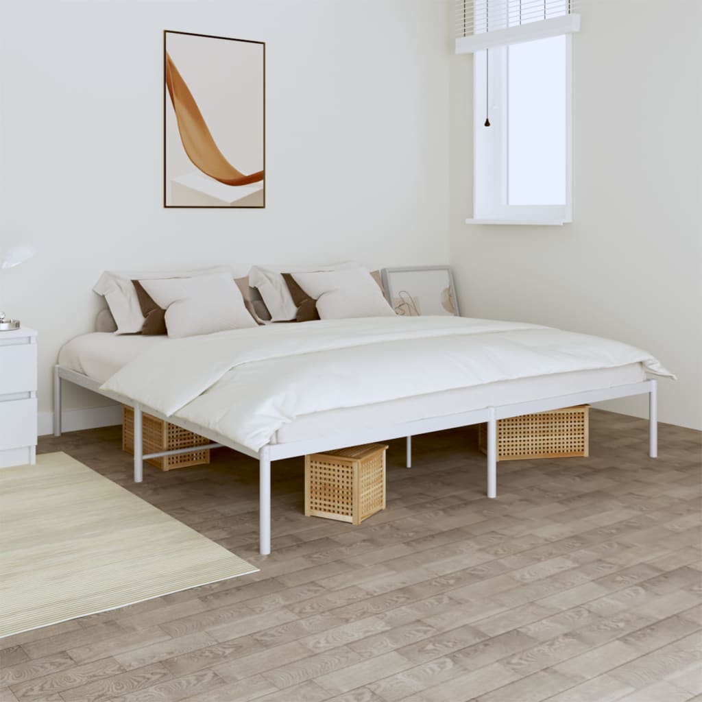 Bedframe metaal wit 193x203 cm – afbeelding 1