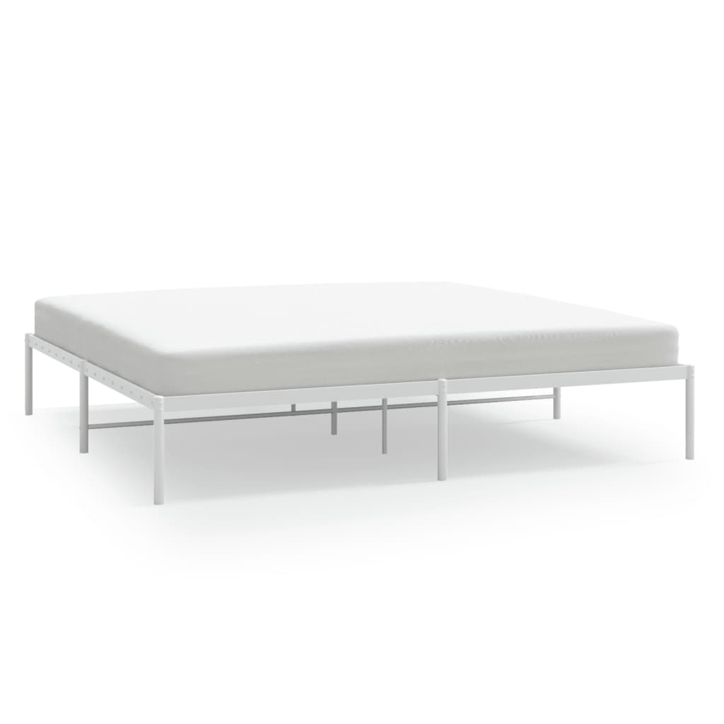 Bedframe metaal wit 193x203 cm – afbeelding 2