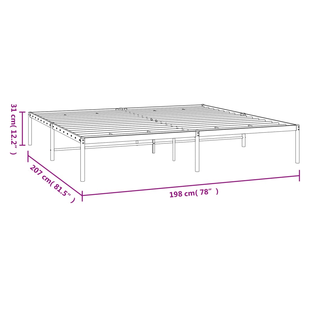 Bedframe metaal wit 193x203 cm – afbeelding 8