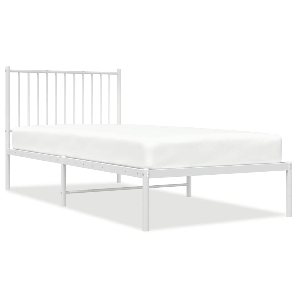 Bedframe met hoofdbord metaal wit 90x200 cm – afbeelding 2
