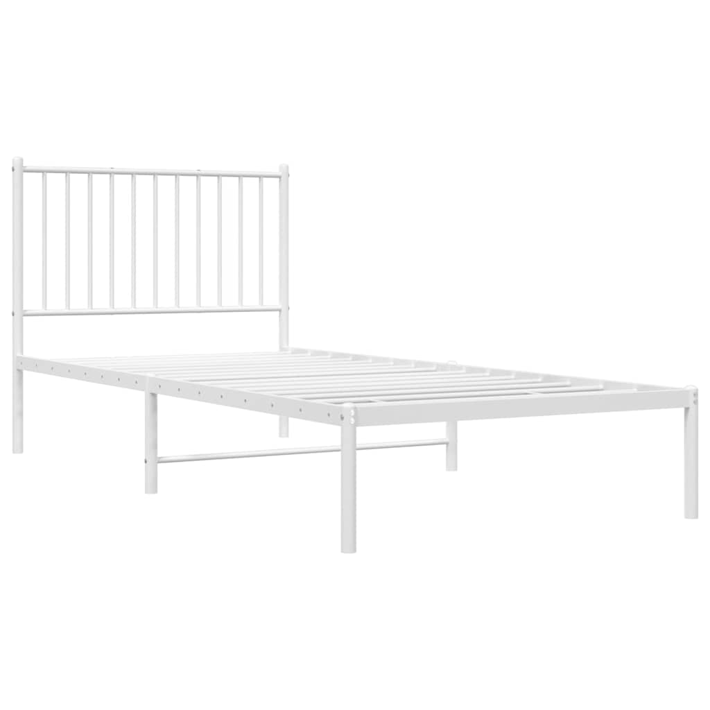Bedframe met hoofdbord metaal wit 90x200 cm – afbeelding 3