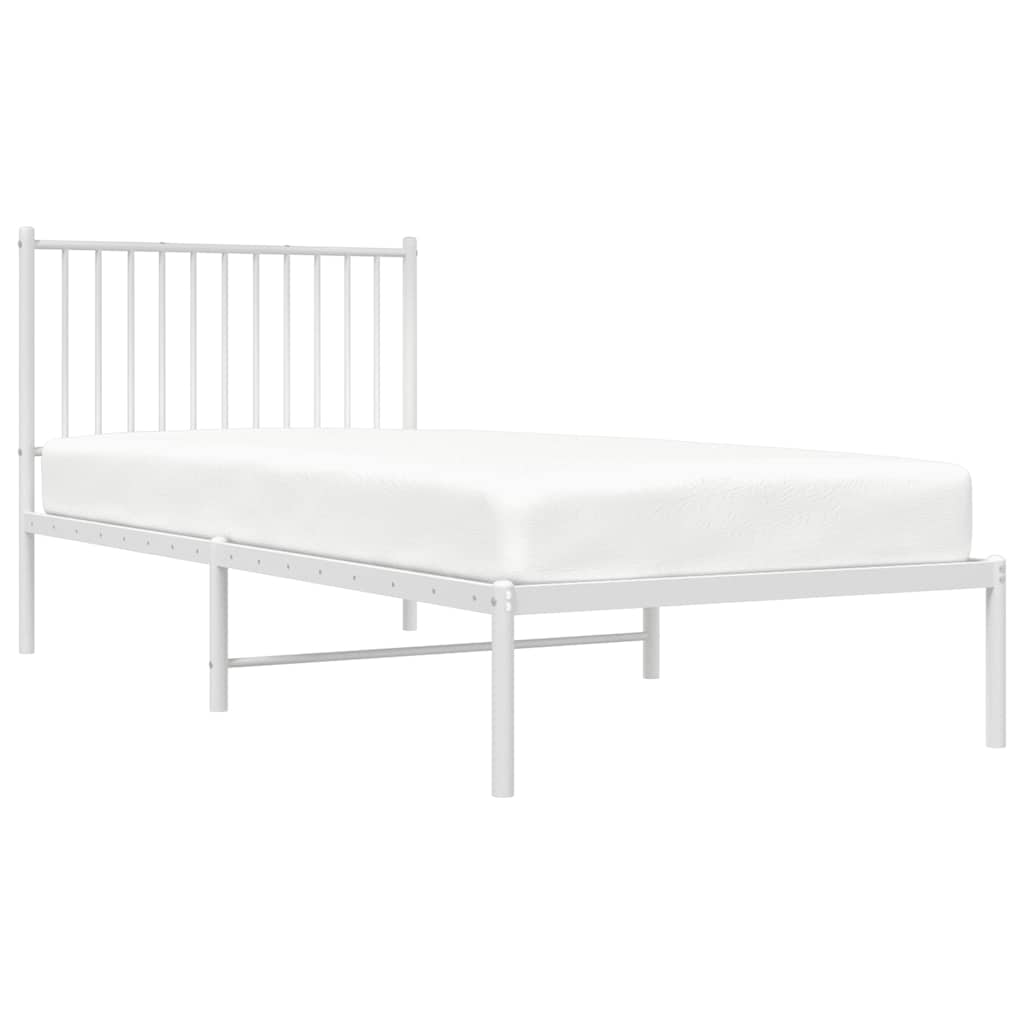 Bedframe met hoofdbord metaal wit 90x200 cm – afbeelding 4
