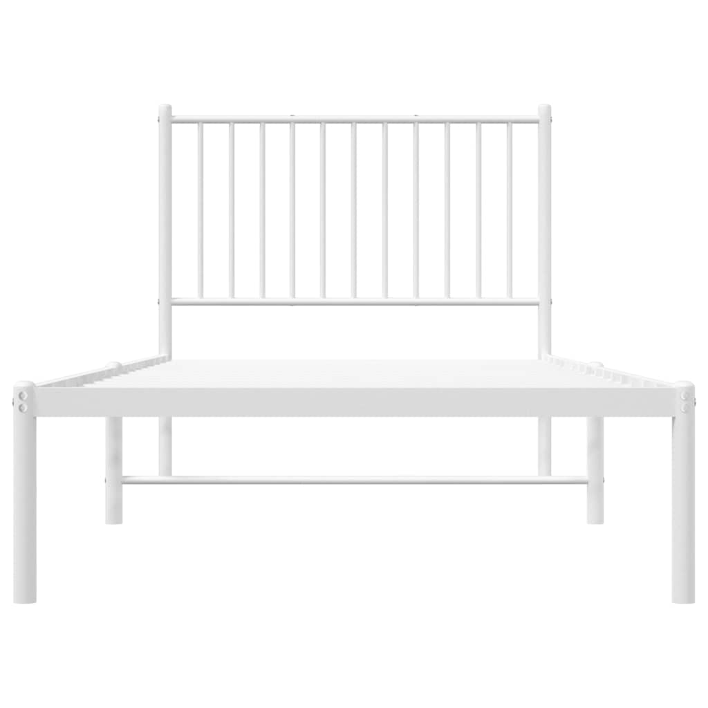 Bedframe met hoofdbord metaal wit 90x200 cm – afbeelding 5