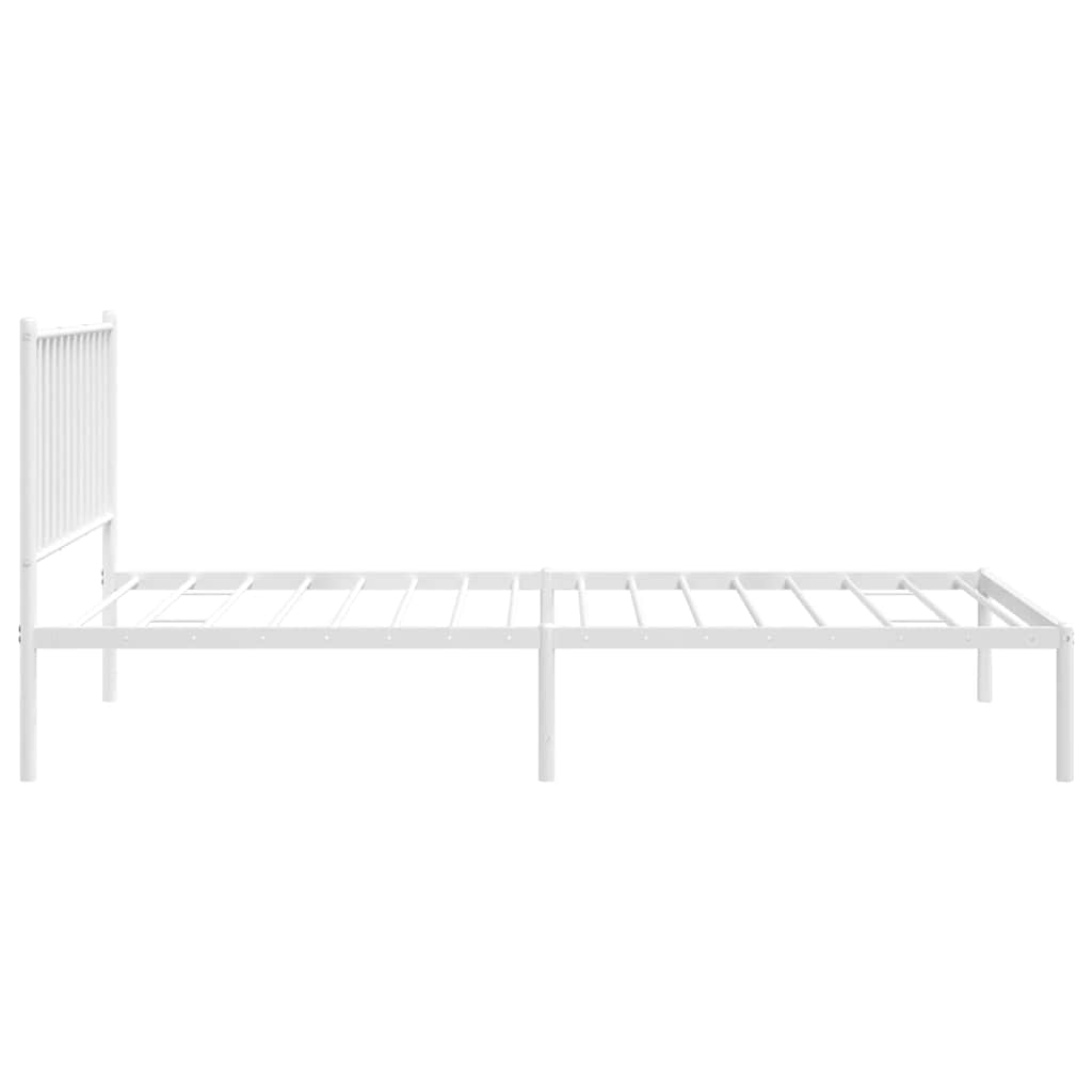 Bedframe met hoofdbord metaal wit 90x200 cm – afbeelding 6