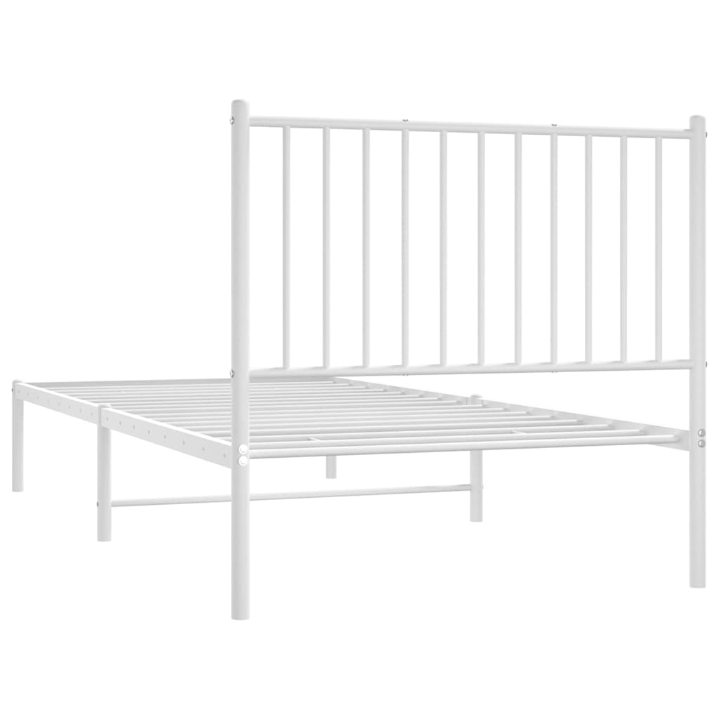Bedframe met hoofdbord metaal wit 90x200 cm – afbeelding 7